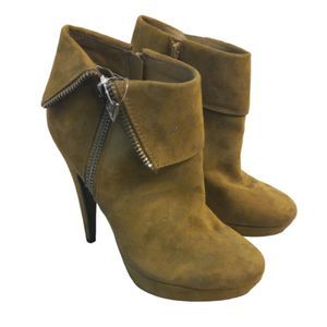 GBG Los Angeles Womens Faux-Suede Stiletto Ankle Boots Shoes Green Olive Size 9